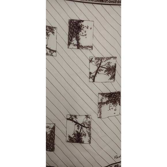 VTG Paoli Scarf Signed Trees Branches Brown Tan Retro Square 20.5"x20.5" - Picture 4 of 7